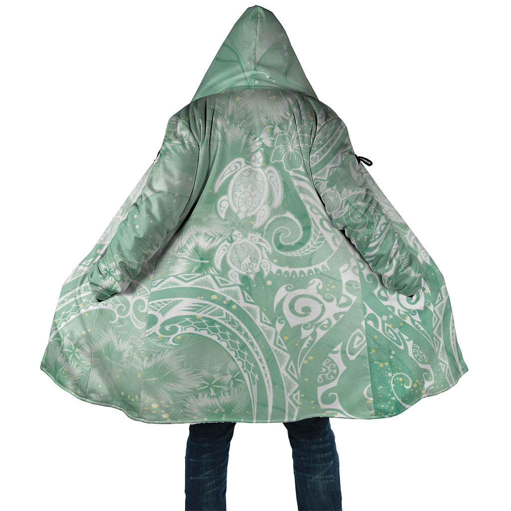 Aloha Hawaii Turtles Floral Cloak Seafoam Marbles Glaze