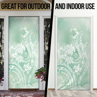 Aloha Hawaii Turtles Floral Door Cover Seafoam Marbles Glaze