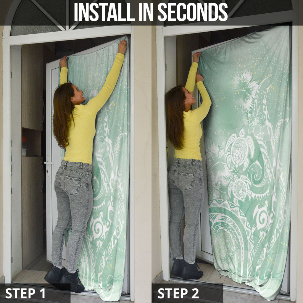 Aloha Hawaii Turtles Floral Door Cover Seafoam Marbles Glaze