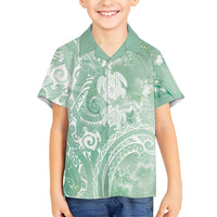 Aloha Hawaii Turtles Floral Family Matching Mermaid Dress and Hawaiian Shirt Seafoam Marbles Glaze