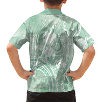 Aloha Hawaii Turtles Floral Family Matching Summer Maxi Dress and Hawaiian Shirt Seafoam Marbles Glaze