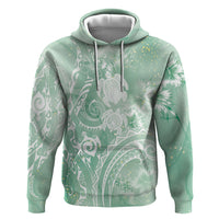 Aloha Hawaii Turtles Floral Hoodie Seafoam Marbles Glaze