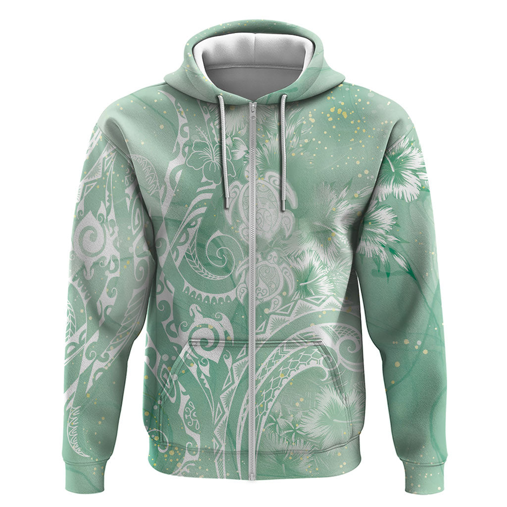 Aloha Hawaii Turtles Floral Hoodie Seafoam Marbles Glaze