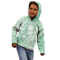Aloha Hawaii Turtles Floral Kid Hoodie Seafoam Marbles Glaze