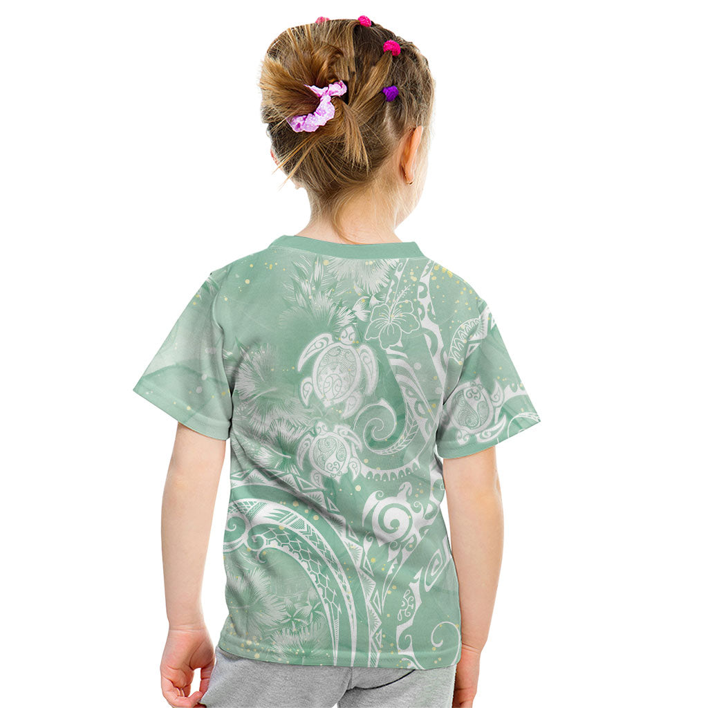 Aloha Hawaii Turtles Floral Kid T Shirt Seafoam Marbles Glaze