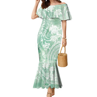 Aloha Hawaii Turtles Floral Mermaid Dress Seafoam Marbles Glaze