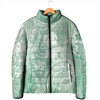 Aloha Hawaii Turtles Floral Padded Jacket Seafoam Marbles Glaze