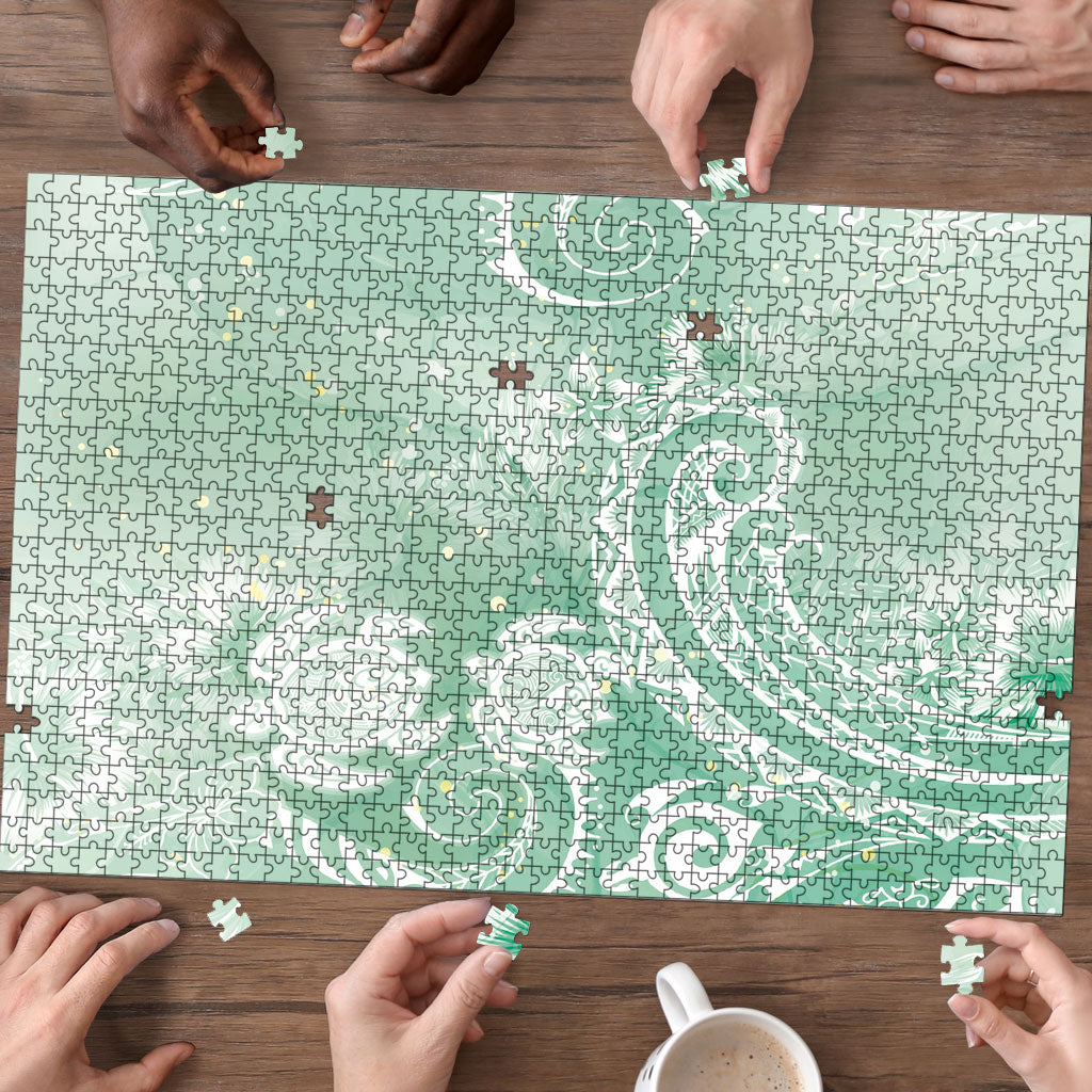 Aloha Hawaii Turtles Floral Puzzle Seafoam Marbles Glaze