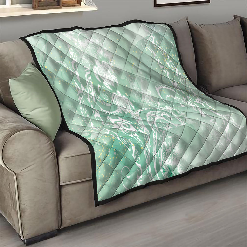 Aloha Hawaii Turtles Floral Quilt Seafoam Marbles Glaze