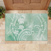 Aloha Hawaii Turtles Floral Rubber Doormat Seafoam Marbles Glaze