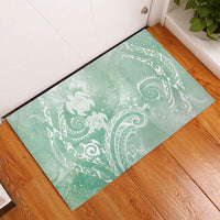 Aloha Hawaii Turtles Floral Rubber Doormat Seafoam Marbles Glaze