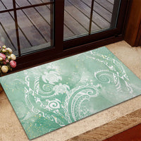 Aloha Hawaii Turtles Floral Rubber Doormat Seafoam Marbles Glaze