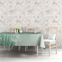 Aloha Hawaii Turtles Floral Tablecloth Seafoam Marbles Glaze