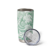 Aloha Hawaii Turtles Floral Tumbler Cup Seafoam Marbles Glaze