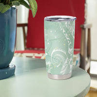 Aloha Hawaii Turtles Floral Tumbler Cup Seafoam Marbles Glaze