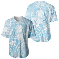 Aloha Hawaii Turtles Floral Baseball Jersey Aqua Marbles Glaze