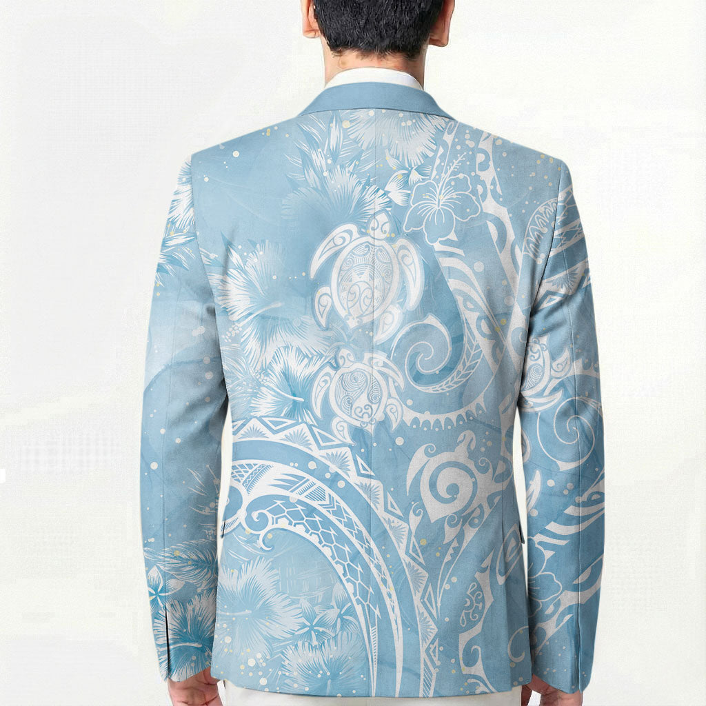 Aloha Hawaii Turtles Floral Blazer Aqua Marbles Glaze