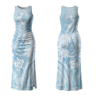 Aloha Hawaii Turtles Floral Couples Matching Tank Maxi Dress and Long Sleeve Button Shirt Aqua Marbles Glaze LT7 - Polynesian Pride