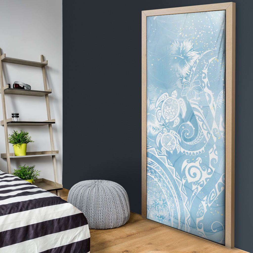 Aloha Hawaii Turtles Floral Door Cover Aqua Marbles Glaze