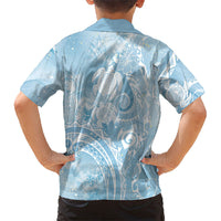 Aloha Hawaii Turtles Floral Family Matching Short Sleeve Bodycon Dress and Hawaiian Shirt Aqua Marbles Glaze
