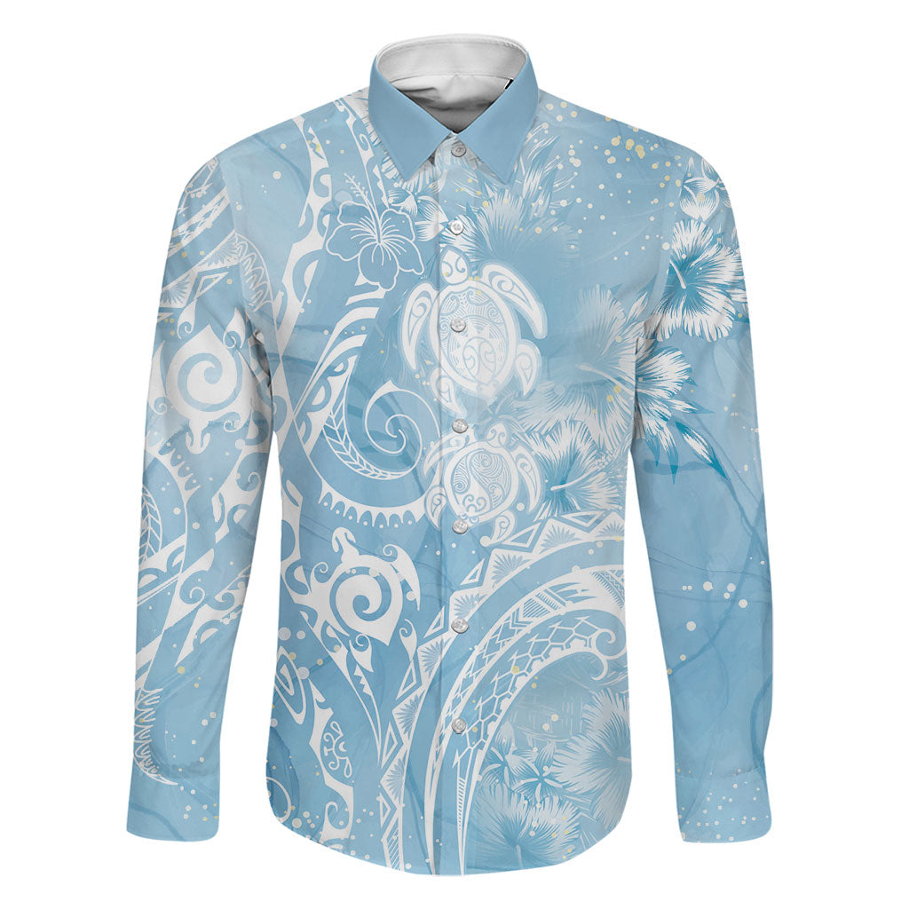 Aloha Hawaii Turtles Floral Family Matching Short Sleeve Bodycon Dress and Hawaiian Shirt Aqua Marbles Glaze