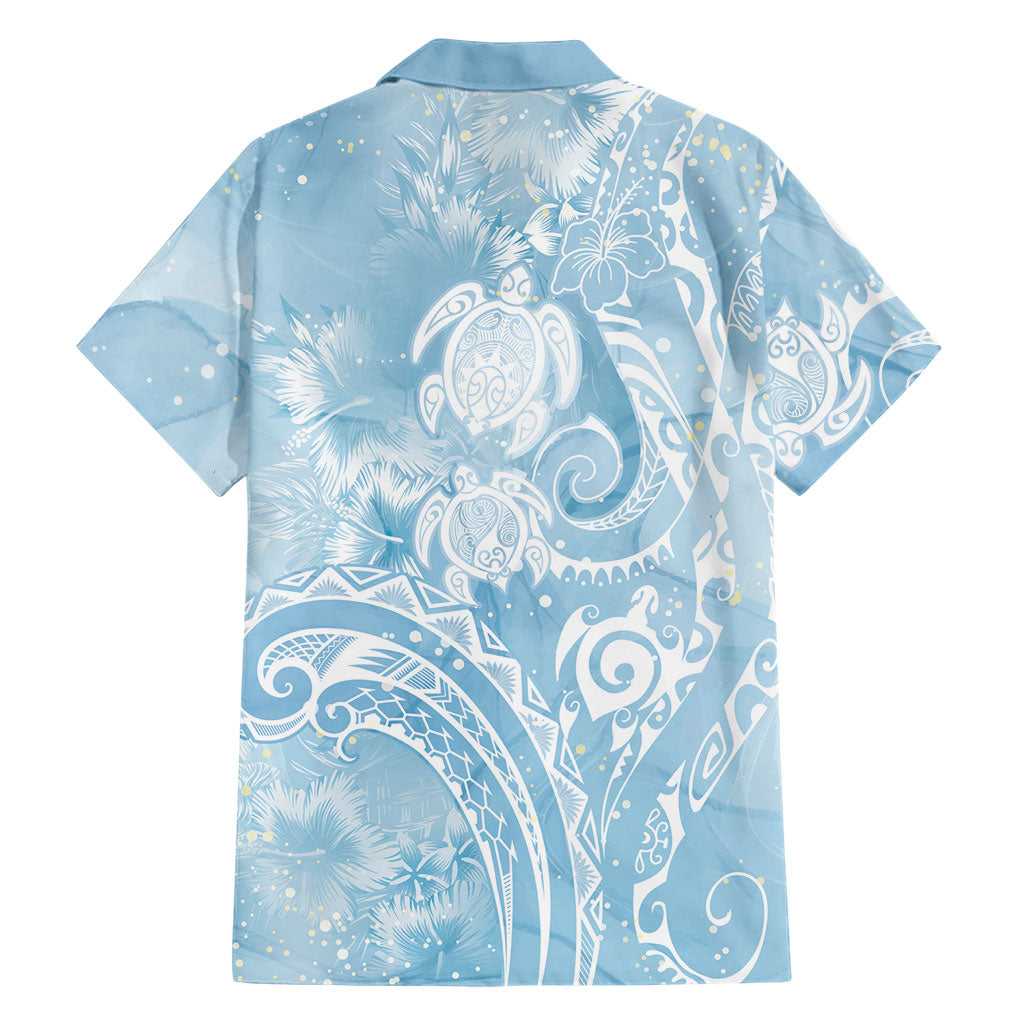 Aloha Hawaii Turtles Floral Family Matching Summer Maxi Dress and Hawaiian Shirt Aqua Marbles Glaze