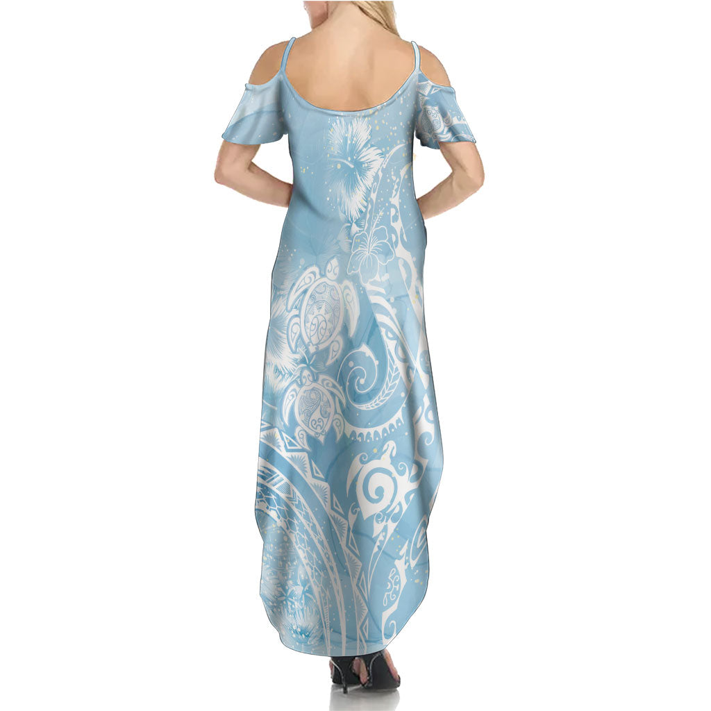 Aloha Hawaii Turtles Floral Family Matching Summer Maxi Dress and Hawaiian Shirt Aqua Marbles Glaze