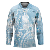 Aloha Hawaii Turtles Floral Hockey Jersey Aqua Marbles Glaze