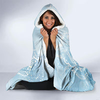 Aloha Hawaii Turtles Floral Hooded Blanket Aqua Marbles Glaze