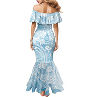 Aloha Hawaii Turtles Floral Mermaid Dress Aqua Marbles Glaze