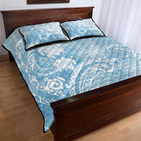 Aloha Hawaii Turtles Floral Quilt Bed Set Aqua Marbles Glaze