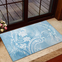 Aloha Hawaii Turtles Floral Rubber Doormat Aqua Marbles Glaze