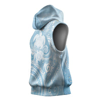 Aloha Hawaii Turtles Floral Sleeveless Hoodie Aqua Marbles Glaze