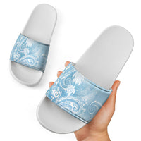 Aloha Hawaii Turtles Floral Slide Sandals Aqua Marbles Glaze