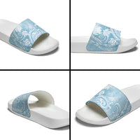 Aloha Hawaii Turtles Floral Slide Sandals Aqua Marbles Glaze
