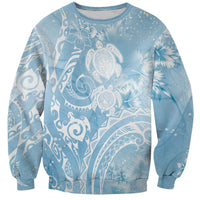 Aloha Hawaii Turtles Floral Sweatshirt Aqua Marbles Glaze