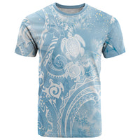 Aloha Hawaii Turtles Floral T Shirt Aqua Marbles Glaze