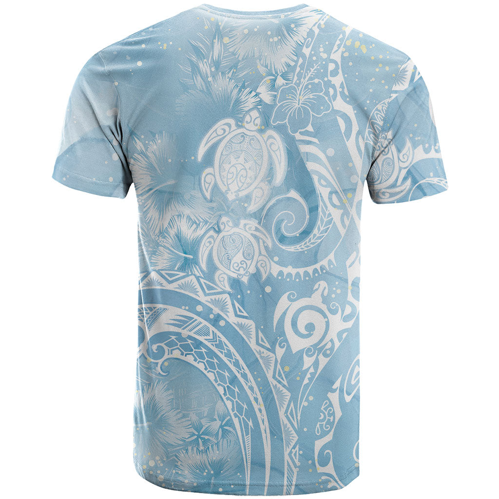 Aloha Hawaii Turtles Floral T Shirt Aqua Marbles Glaze
