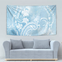 Aloha Hawaii Turtles Floral Tapestry Aqua Marbles Glaze
