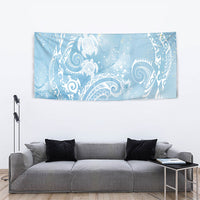 Aloha Hawaii Turtles Floral Tapestry Aqua Marbles Glaze