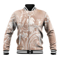 Aloha Hawaii Turtles Floral Baseball Jacket Taupe Marbles Glaze
