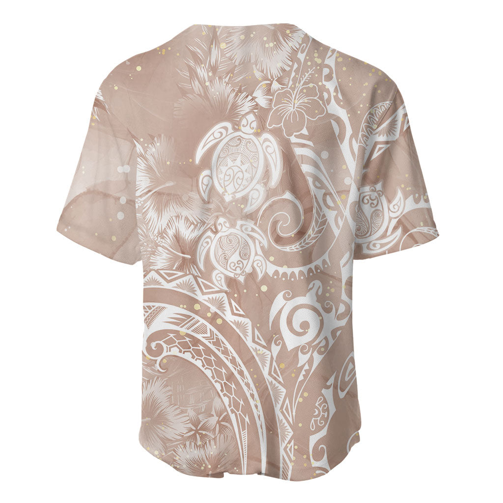 Aloha Hawaii Turtles Floral Baseball Jersey Taupe Marbles Glaze
