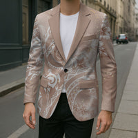 Aloha Hawaii Turtles Floral Blazer Taupe Marbles Glaze