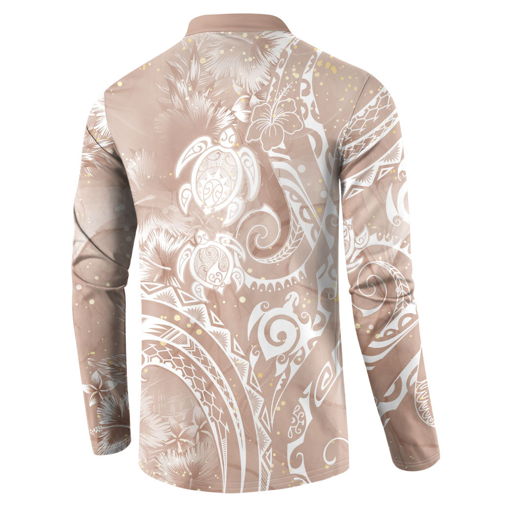 Aloha Hawaii Turtles Floral Button Sweatshirt Taupe Marbles Glaze
