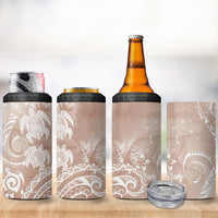 Aloha Hawaii Turtles Floral 4 in 1 Can Cooler Tumbler Taupe Marbles Glaze