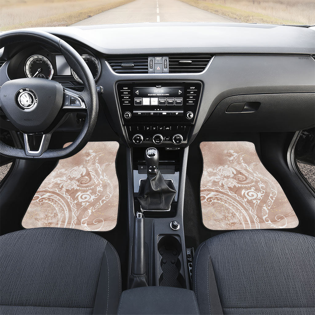 Aloha Hawaii Turtles Floral Car Mats Taupe Marbles Glaze