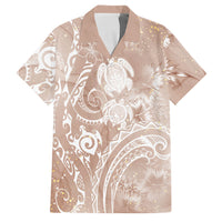 Aloha Hawaii Turtles Floral Family Matching Long Sleeve Bodycon Dress and Hawaiian Shirt Taupe Marbles Glaze