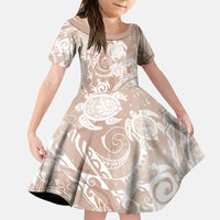 Aloha Hawaii Turtles Floral Family Matching Summer Maxi Dress and Hawaiian Shirt Taupe Marbles Glaze