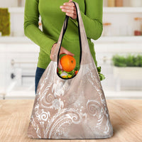 Aloha Hawaii Turtles Floral Grocery Bag Taupe Marbles Glaze