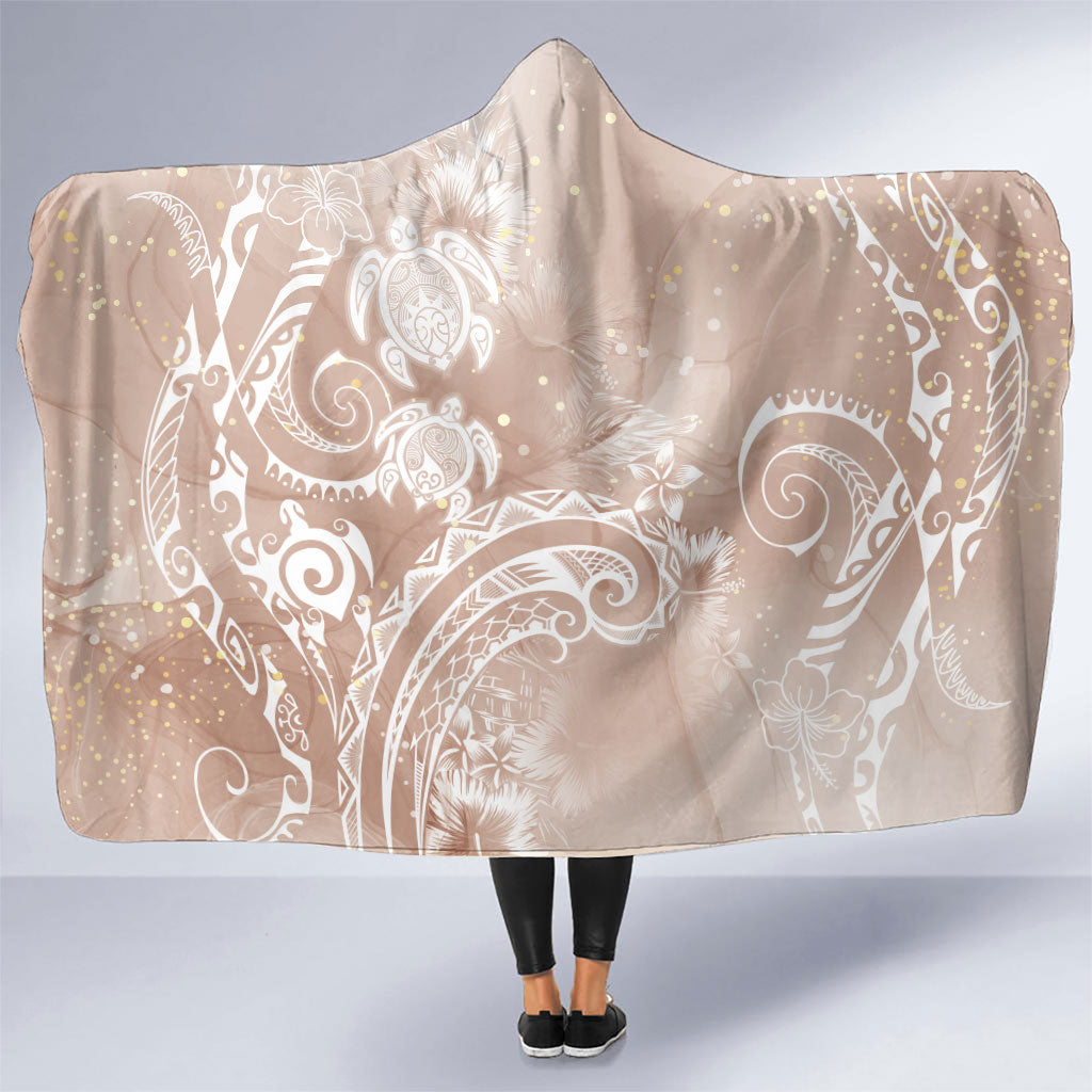 Aloha Hawaii Turtles Floral Hooded Blanket Taupe Marbles Glaze